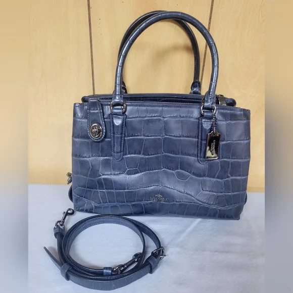 Coach Croc Embossed Leather Brooklyn 28 Caryall - Picture 1 of 16